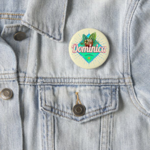 Dominica Caraïbisch Retro Vakantie Eiland Ronde Button 5,7 Cm