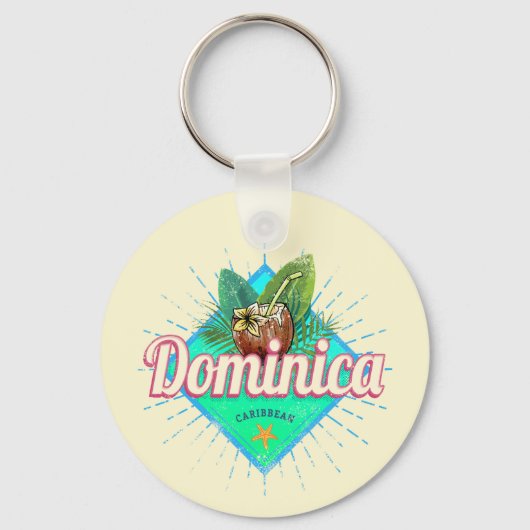 Dominica Caraïbisch Retro Vakantie  Eiland Sleutelhanger (Voorkant)