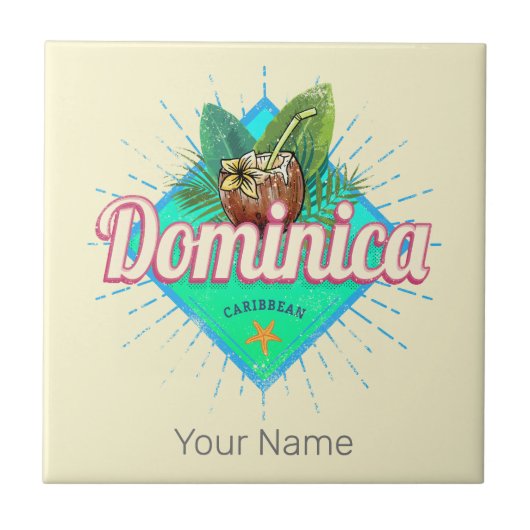 Dominica Caraïbisch Retro Vakantie  Eiland Tegeltje (Voorkant)