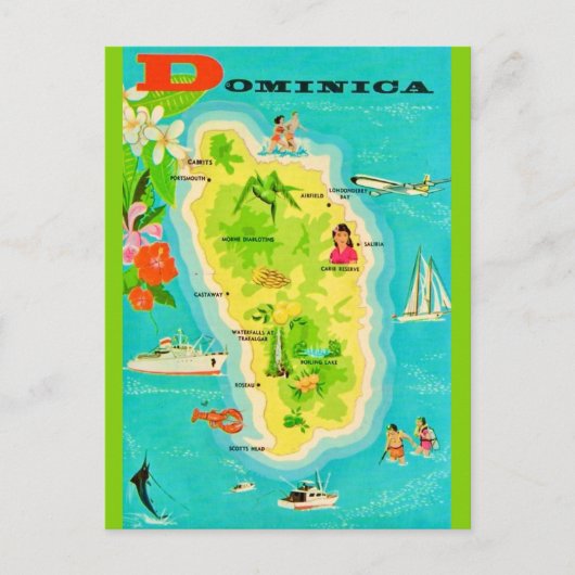 Dominica Caribbean Island  Map Postcard Briefkaart (Voorkant)