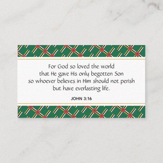 DOMINICA Custom Christelijk Johannes 3:16 Schrift Visitekaartje (Achterkant)
