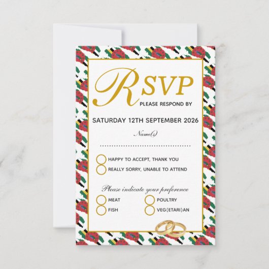 DOMINICA Custom Wedding RSVP Response Kaart (Voorkant)