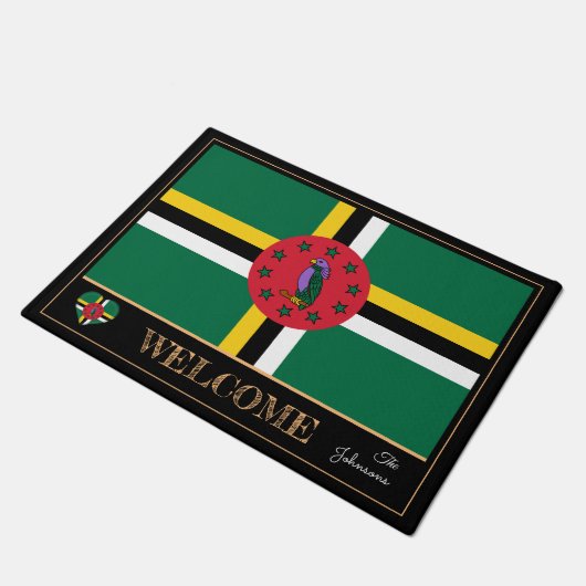 Dominica & Dominica Flag house mats/sport Welkomst Deurmat (Schuin)