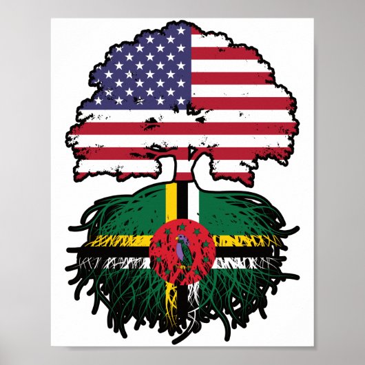 Dominica Dominican American USA Tree Roots Flag Poster (Voorkant)