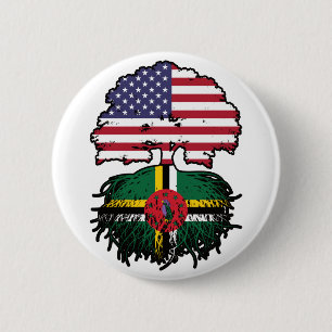 Dominica Dominican American USA Tree Roots Flag Ronde Button 5,7 Cm