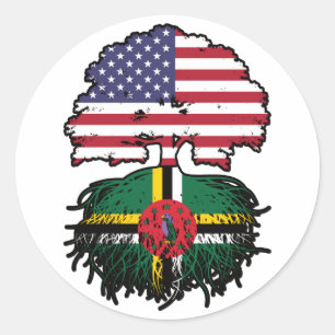 Dominica Dominican American USA Tree Roots Flag Ronde Sticker