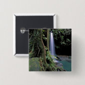Dominica, Emerald Pool, Waterfall. Vierkante Button 5,1 Cm (Voorkant /achterkant)