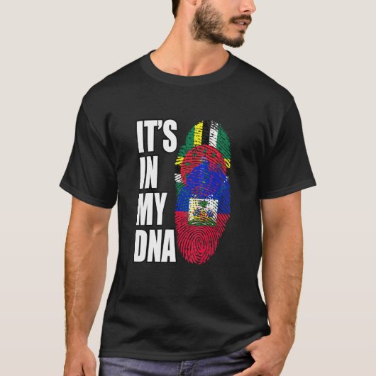 Dominica en Haïtiaanse Mix DNA-vlagwerelderfgoed T-shirt (Voorkant)