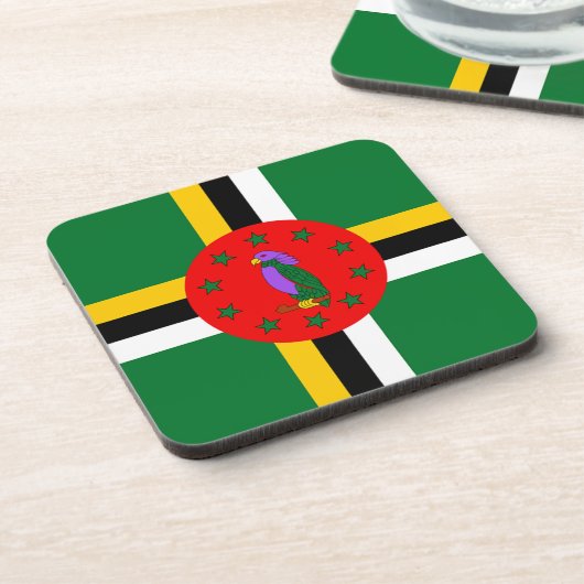 Dominica Flag Bier Onderzetter (Linkerzijde)