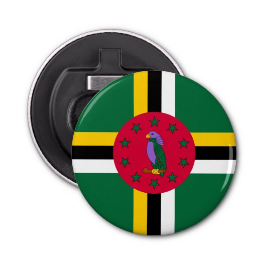 Dominica Flag Button Flesopener (Voorkant)