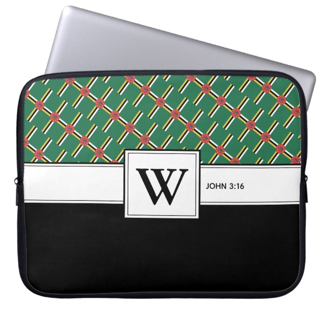 DOMINICA FLAG Christelijk Scripts Laptop Monogram Sleeve (Voorkant)