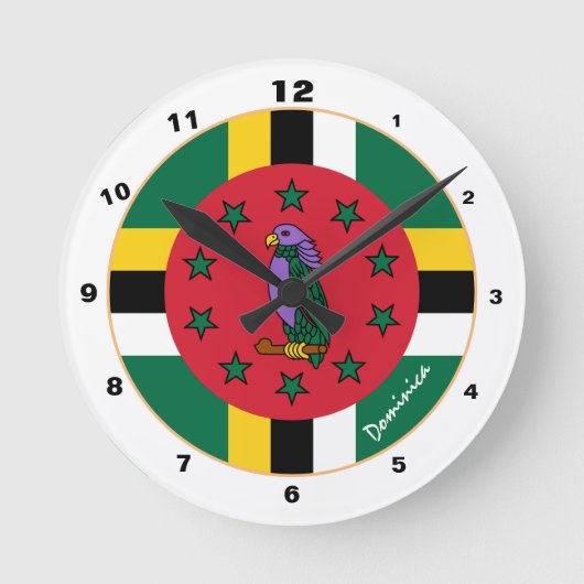 Dominica Flag & Dominica trendy mode/design Ronde Klok (Voorkant)