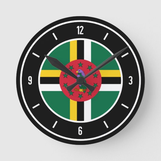 Dominica Flag Elegant Ronde Klok (Voorkant)