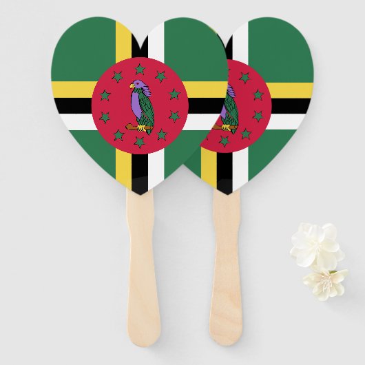 Dominica Flag Emblem Handwaaier (Voorkant en achterkant)