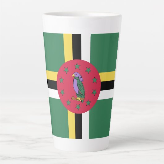 Dominica Flag Emblem Latte Mok (Voorkant)