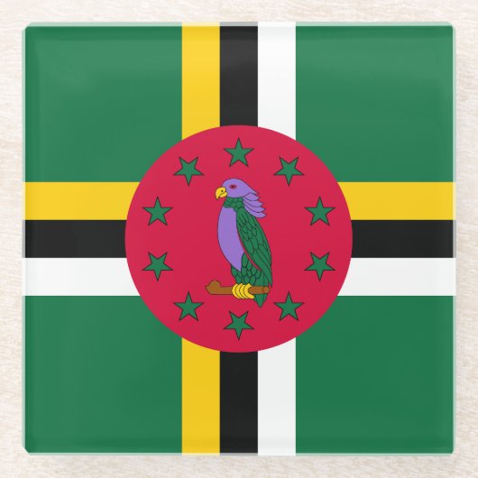 Dominica Flag Glazen Onderzetter (Voorkant)