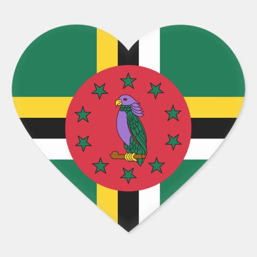 Dominica Flag Hart Sticker (Voorkant)
