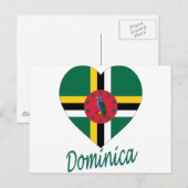 Dominica Flag Heart Briefkaart (Voorkant / Achterkant)
