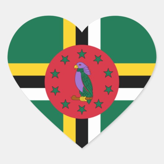 Dominica Flag Heart Sticker (Voorkant)