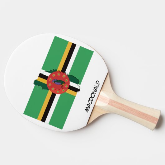 DOMINICA FLAG & MAP op maat Tafeltennisbatje (Zijkant)