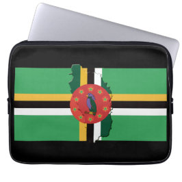 DOMINICA Flag Map Patriotic BLACK Laptop Sleeve