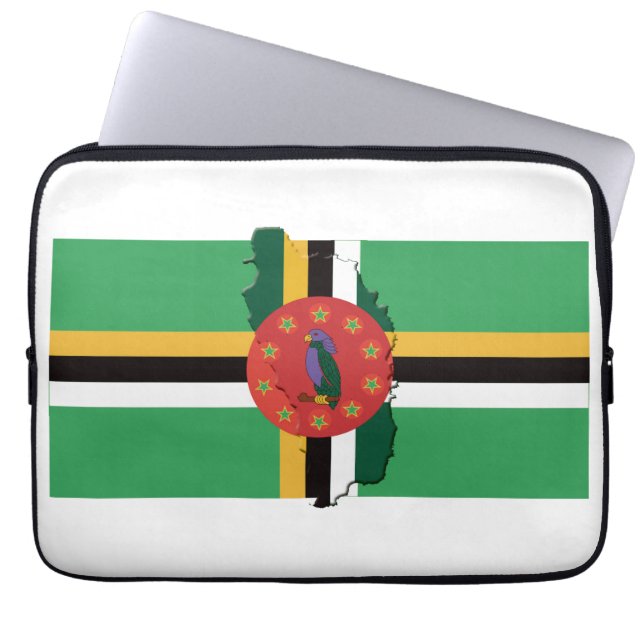 DOMINICA Flag Map Patriotic WHITE Laptop Sleeve (Voorkant)