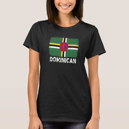 Dominica Flag ondersteunt Dominicaanse volk Vrouwe T-shirt (Voorkant)
