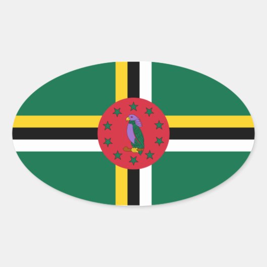 Dominica Flag Oval Sticker (Voorkant)