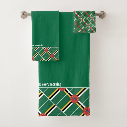 DOMINICA FLAG Persoonlijke scripts GROEN Bad Handdoek (Insitu)