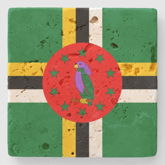 Dominica Flag Stone Onderzetter (Voorkant)