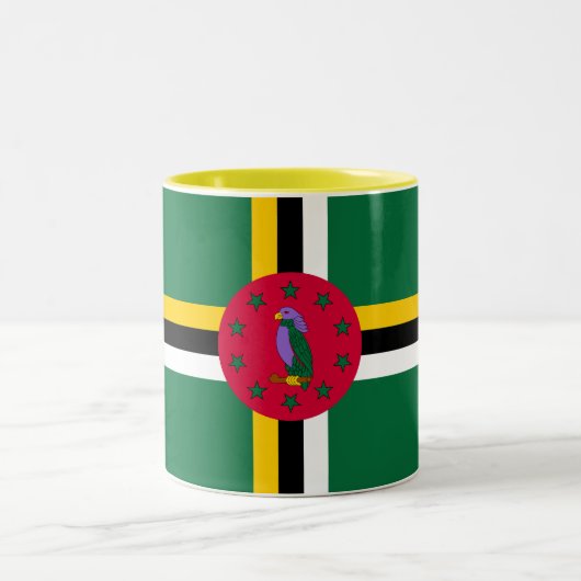 Dominica Flag Tweekleurige Koffiemok (Center)