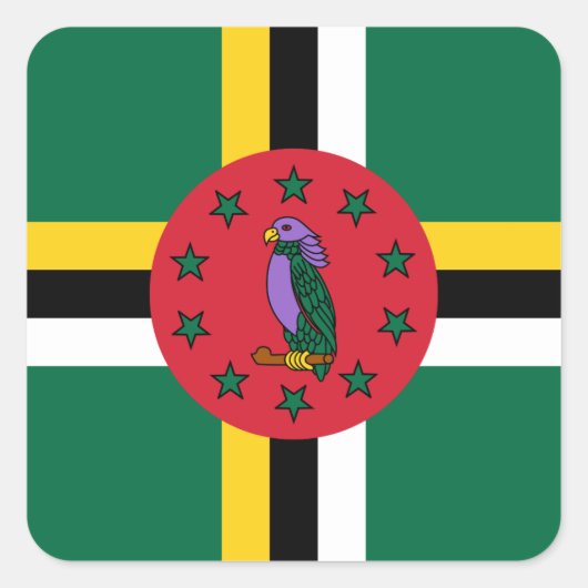 Dominica Flag Vierkante Sticker (Voorkant)