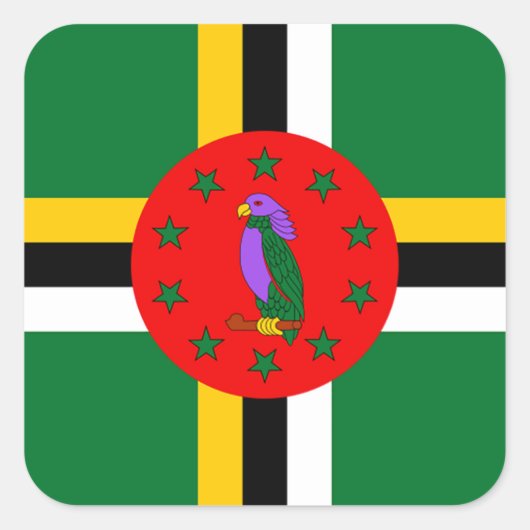 Dominica Flag Vierkante Sticker (Voorkant)