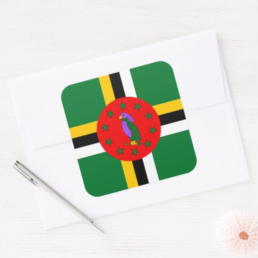Dominica Flag Vierkante Sticker (Envelop)