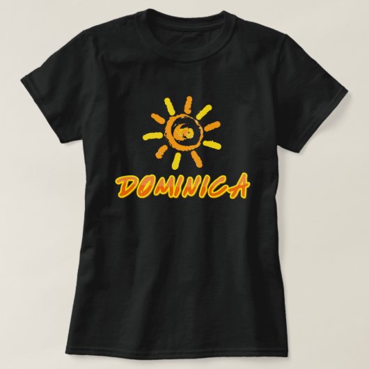 Dominica helder geel en oranje t-shirt (Design voorkant)