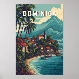 Dominica Illustratie Reis Kunst Vintage Poster