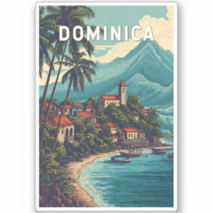 Dominica Illustratie Reis Kunst Vintage Sticker
