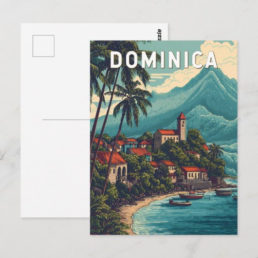 Dominica Illustration Travel Art Vintage Briefkaart (Voorkant / Achterkant)