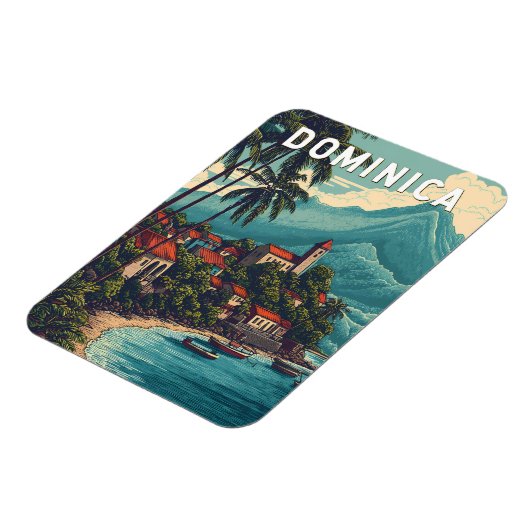 Dominica Illustration Travel Art Vintage Magneet (Linkerzijde)