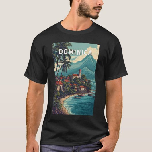 Dominica Illustration Travel Art Vintage T-shirt (Voorkant)
