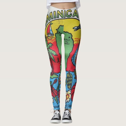 Dominica kaart zonsondergang. leggings (Voorkant)