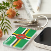 Dominica Land vlag symbool Naam Tekst Sleutelhanger (Voorkant Rechts)