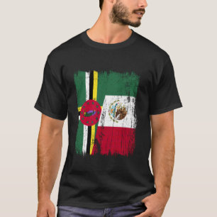 Dominica Mexico Halve Vlag Dominicaanse Mexicaanse T-shirt