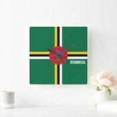 Dominica National Flag Patriotic Vierkante Klok (Huis)