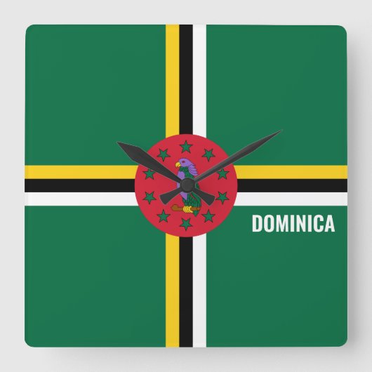 Dominica National Flag Patriotic Vierkante Klok (Voorkant)