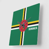 Dominica National Flag Patriotic Vierkante Klok (Hoek)