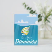 Dominica retro reisposter. briefkaart (Staand voorkant)