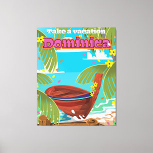 Dominica retro reisposter. canvas afdruk