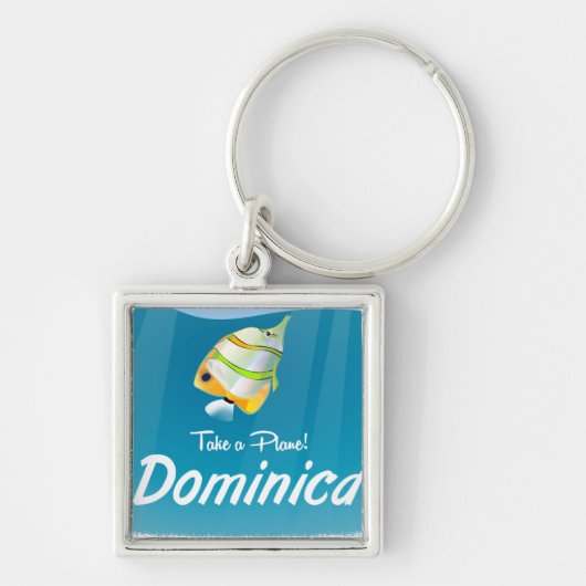 Dominica retro reisposter. sleutelhanger (Voorkant)