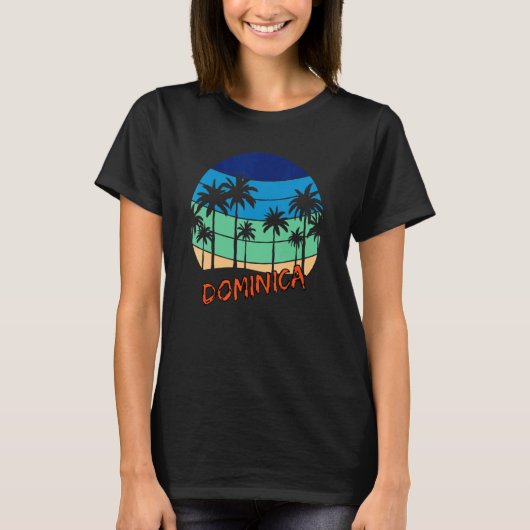 Dominica Retro Sunset Beach Design T-shirt (Voorkant)
